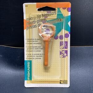 Vintage Fiskars Micro-Tip Tweezers With Magnifying Glass 5X Power NOS, USA Made